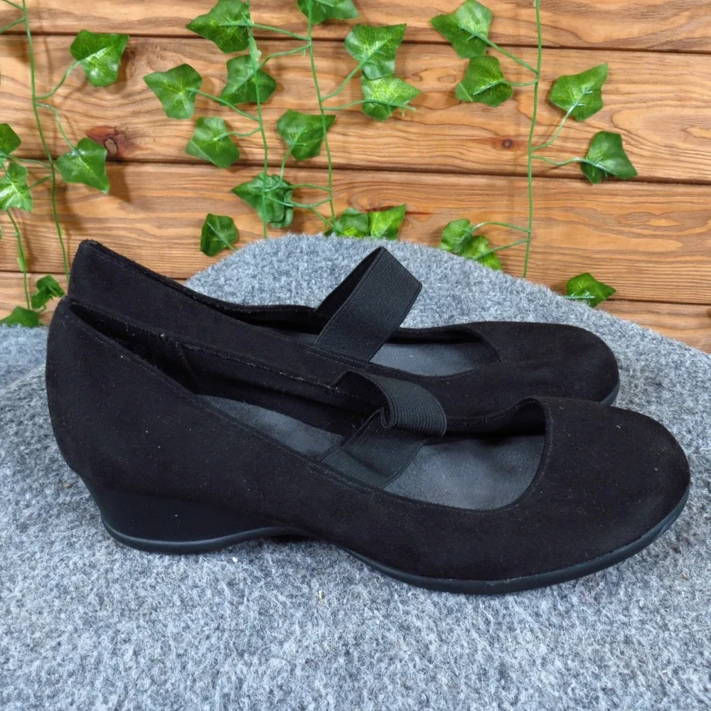 Comfort Plus by Predictions Women Mary Jane Wedge Size 5.5 Work Office Black